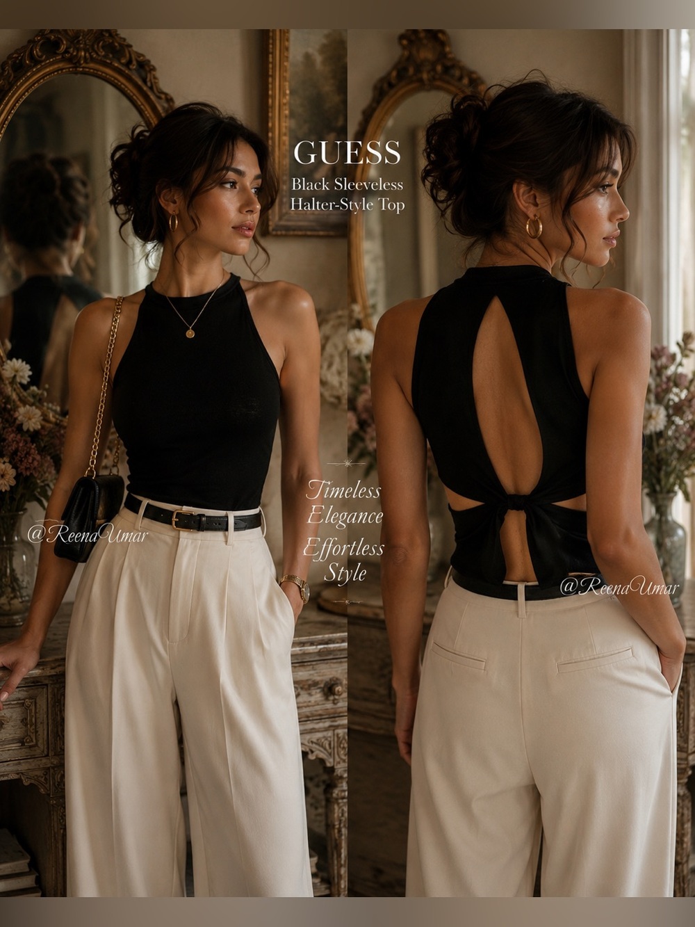 Guess Black Sleeveless Halter-Style Top